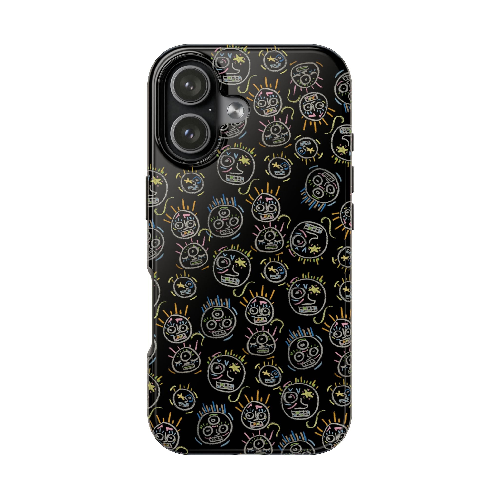 “Spaces and Faces” Black Phone Case